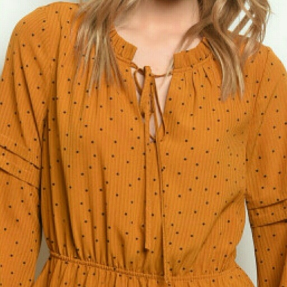 Long Sleeve Polka Dot Mini Dress - Picture 4 of 4